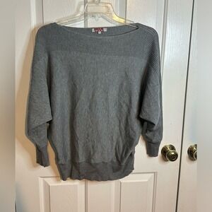 Carol Rose Womens Gray Batwing Boat Neck Ribbed Knit Sweater‎ XL